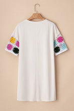 Load image into Gallery viewer, RTS: The Nina Crochet Sleeve Neutral T-Shirt Dress
