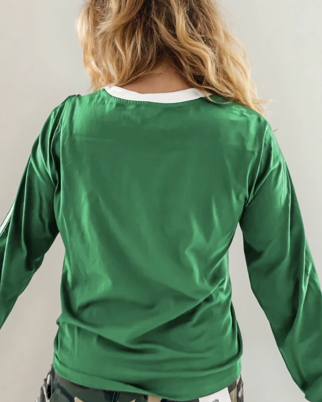 Malani Varsity Striped Crew Neck Long Sleeve Top - Green Indie & Co.