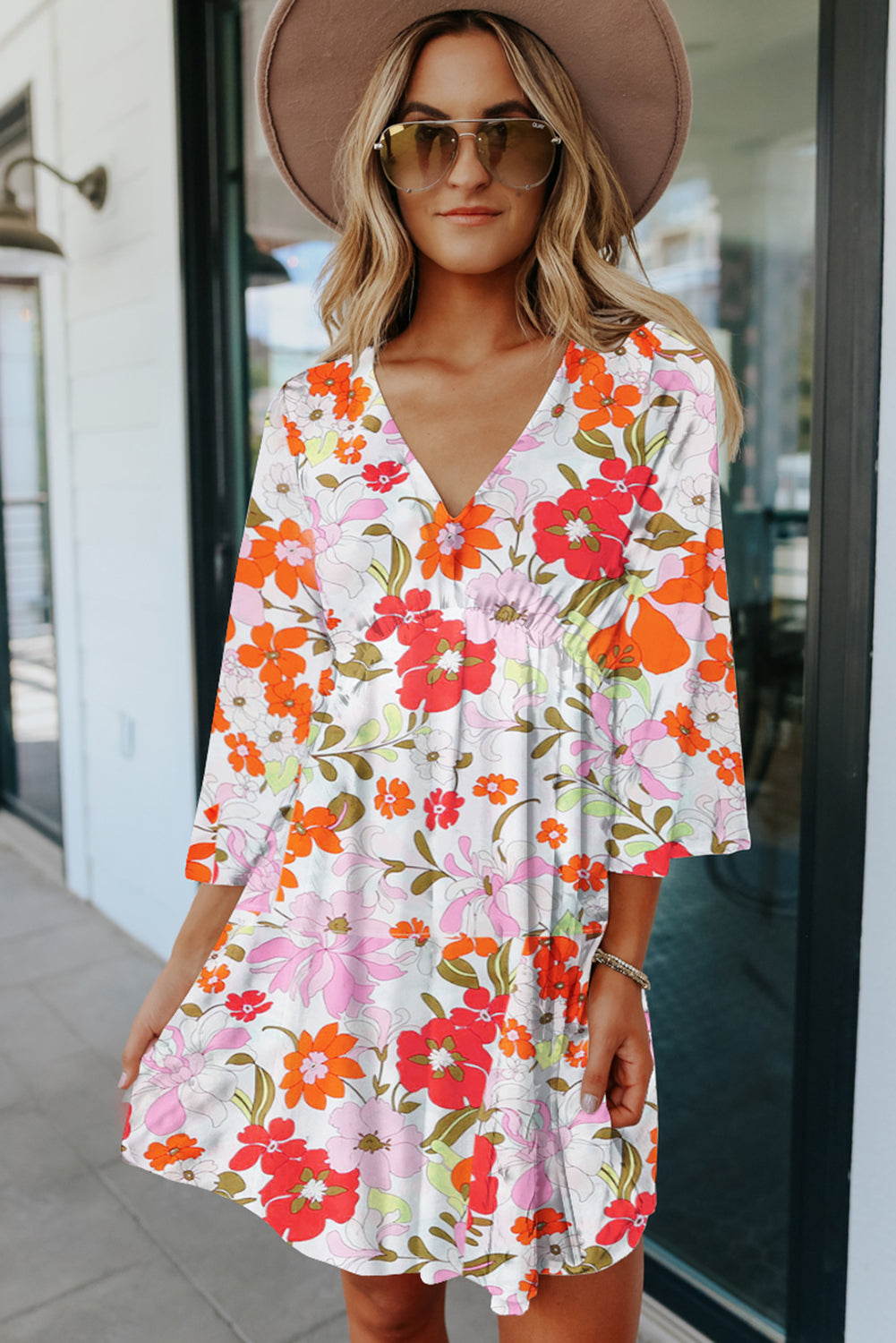 V-neck Floral Dress