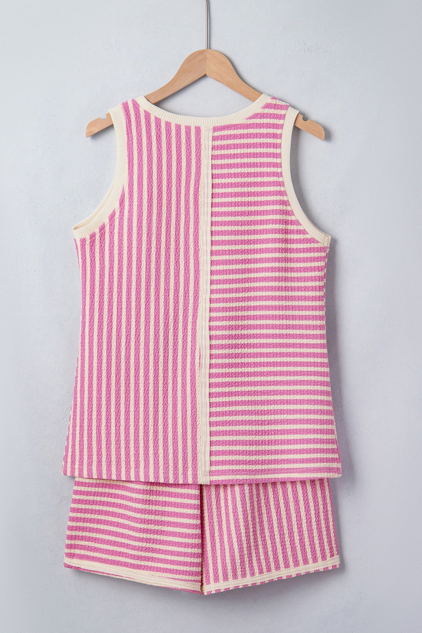 Nala Contrast Trim Casual Tank Set Threaded Pear