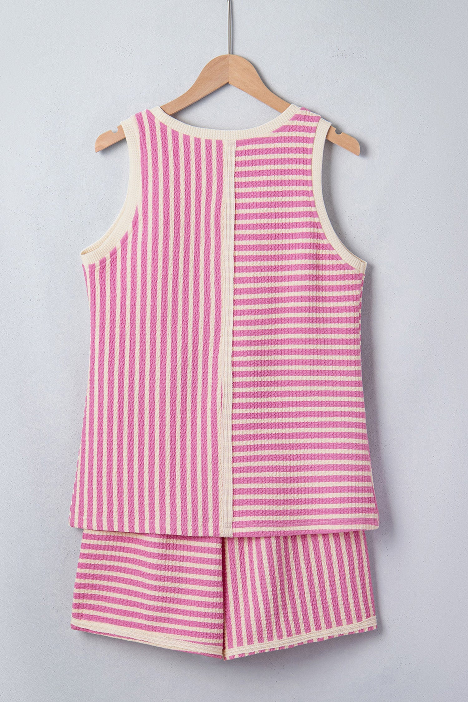 Nala Contrast Trim Casual Tank Set Threaded Pear