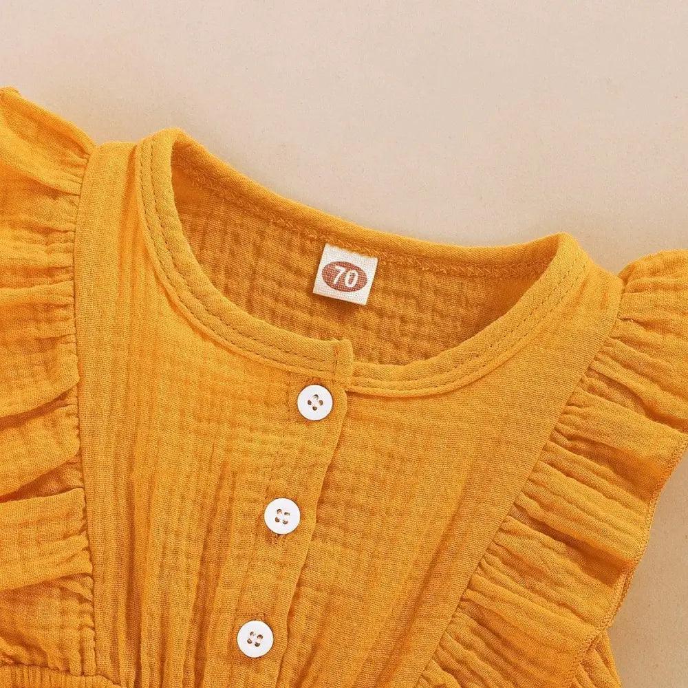 2Pc Summer Newborn Baby Girls Romper Headband Ruffles Sleeveless Clothes - Ruffle Romper Baby girl clothes Stevvex