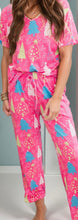 Load image into Gallery viewer, Printed V-Neck Short Sleeve Top and Pants Lounge Set
