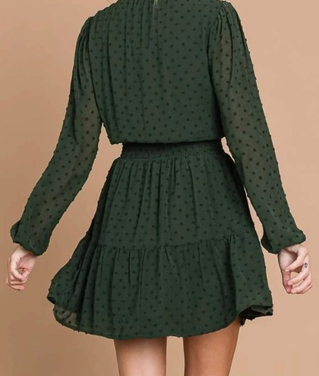 Culture Code Swiss Dot Smock Neck Mini Dress with Pockets