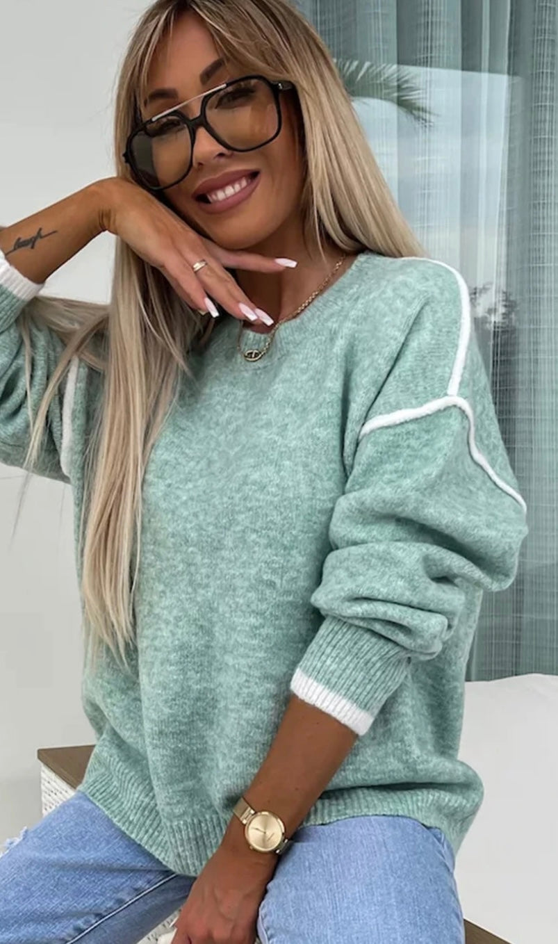 Contrast Edge Crewneck Sweater
