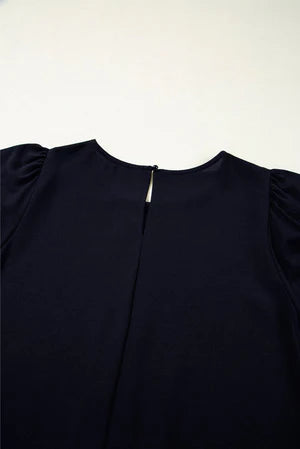 BLACK ON YOUR WAY SCALLOP TRIM MINI DRESS **SHIPPING EXPECTED TO BEGIN ON DATE 3/25**