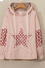 Load image into Gallery viewer, Floral Star Patchwork Drawstring Hoodie- (Ships after 8/20)
