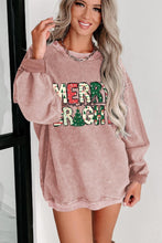 Load image into Gallery viewer, Pink MERRY and BRIGHT Christmas Ribbed sweatshirt
