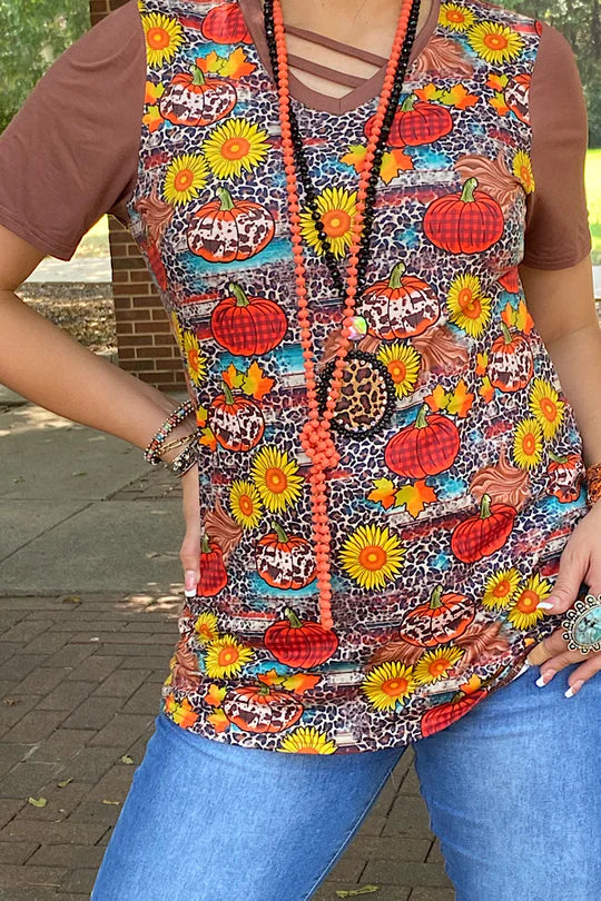 Sunflower Leopard Criss Cross Top