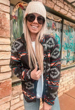 Load image into Gallery viewer, Black Aztec Zip Up Jacket
