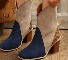 Load image into Gallery viewer, Suede Square Toe Block Heel Boots
