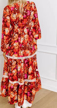 Load image into Gallery viewer, Printed V-Neck Long Sleeve Midi Dress
