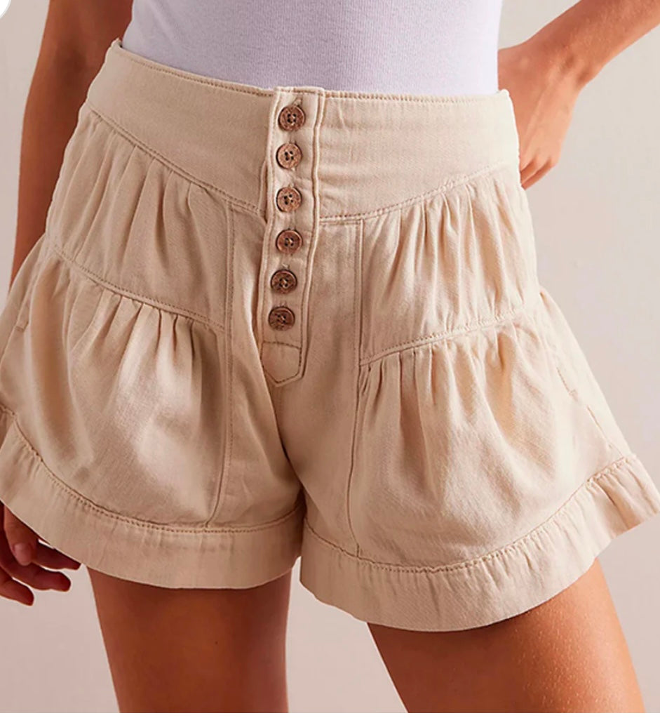 Ruffled Denim Shorts