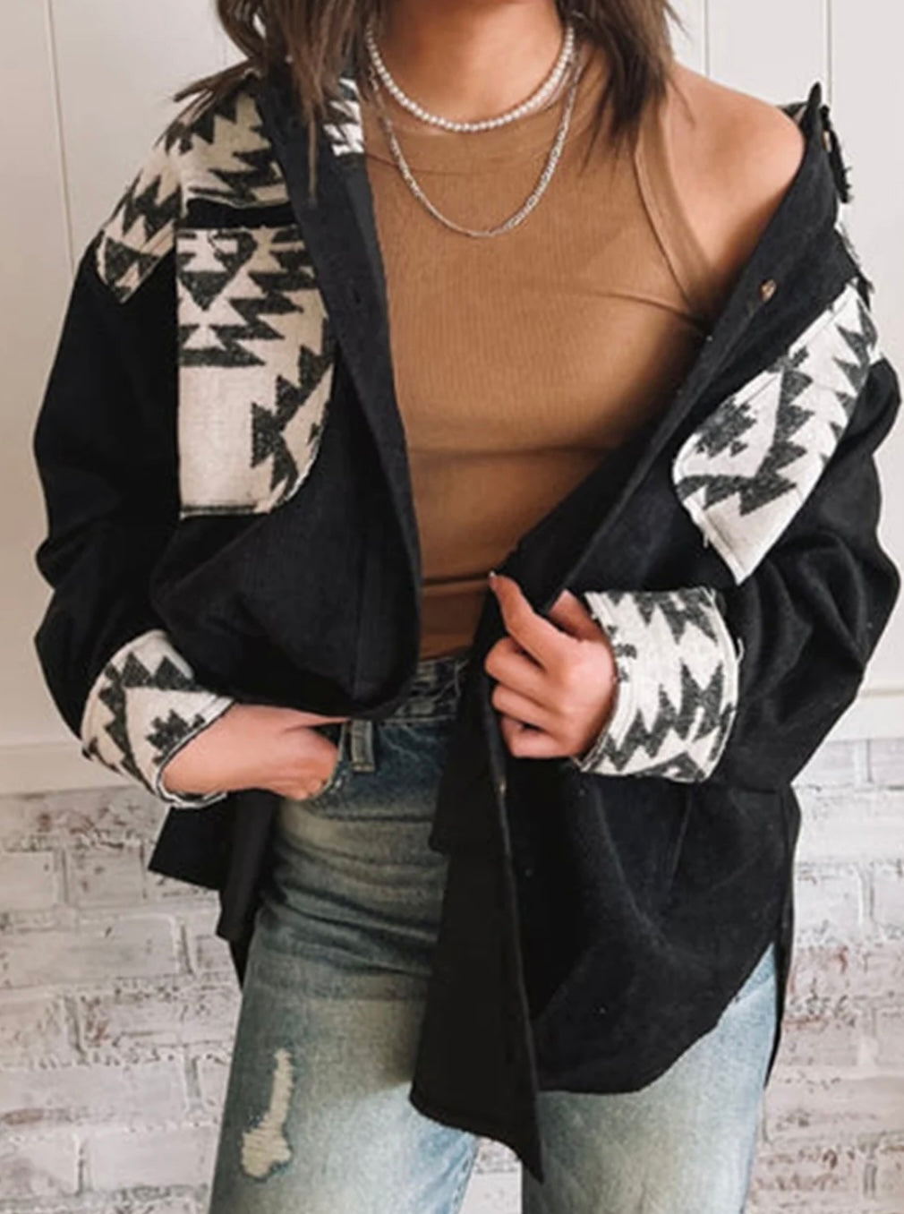 Aztec Black Corded Shacket