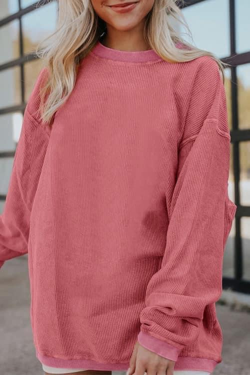 Coral Corded Sweatshirt