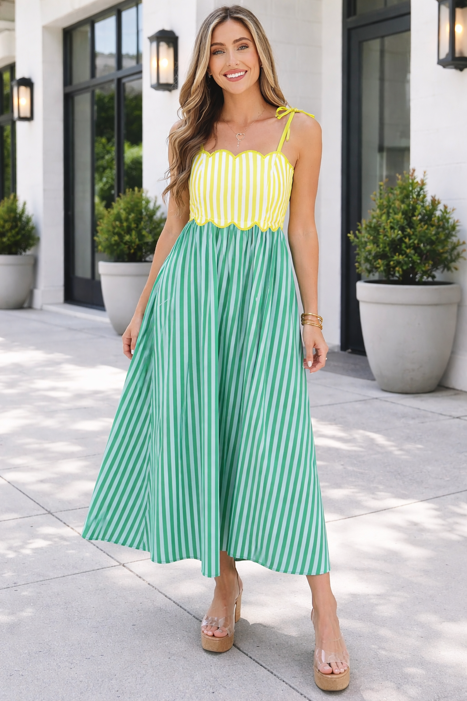Raelyn Knot Strap Midi Dress Threaded Pear