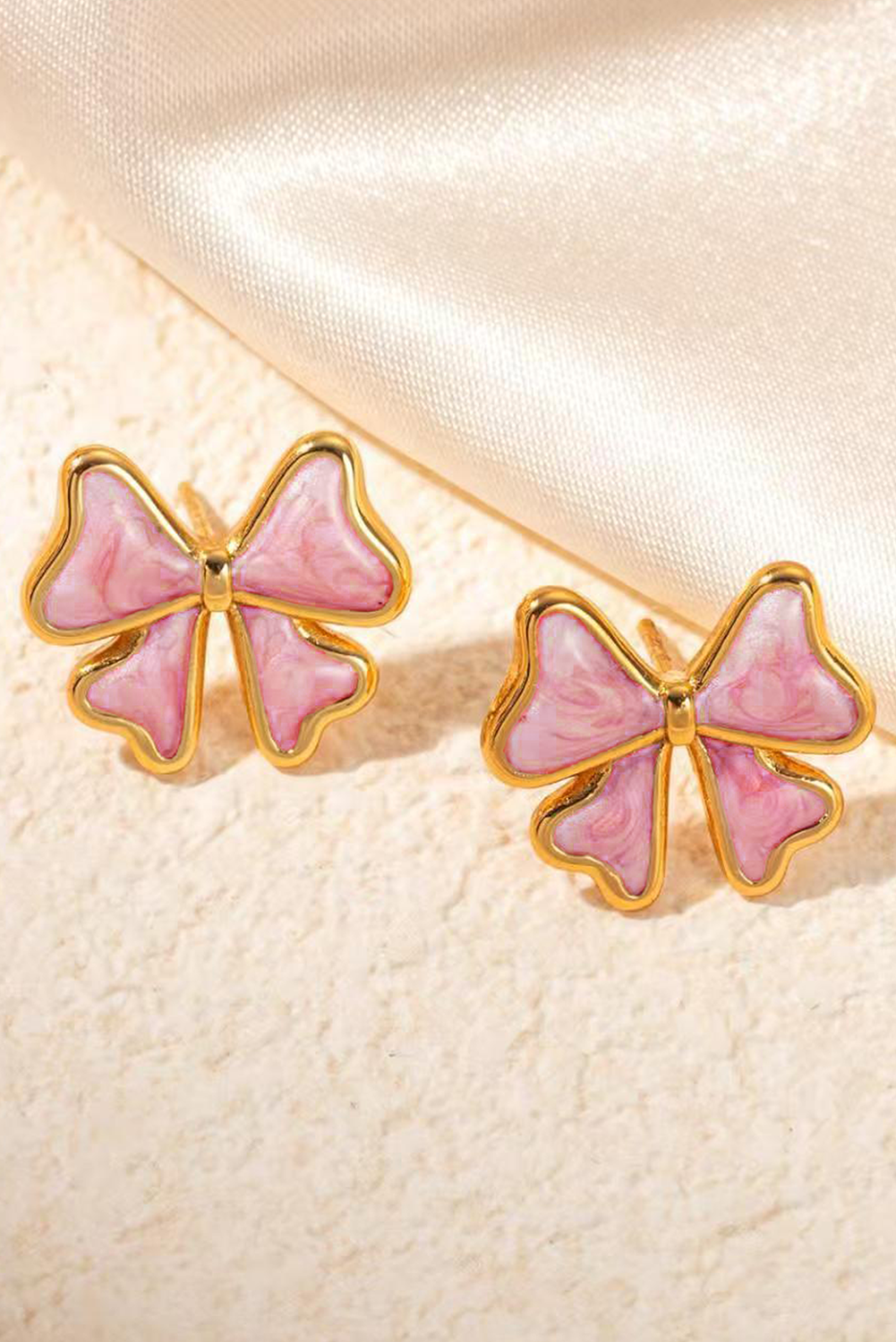 Light Pink Bow Stud Earrings LT