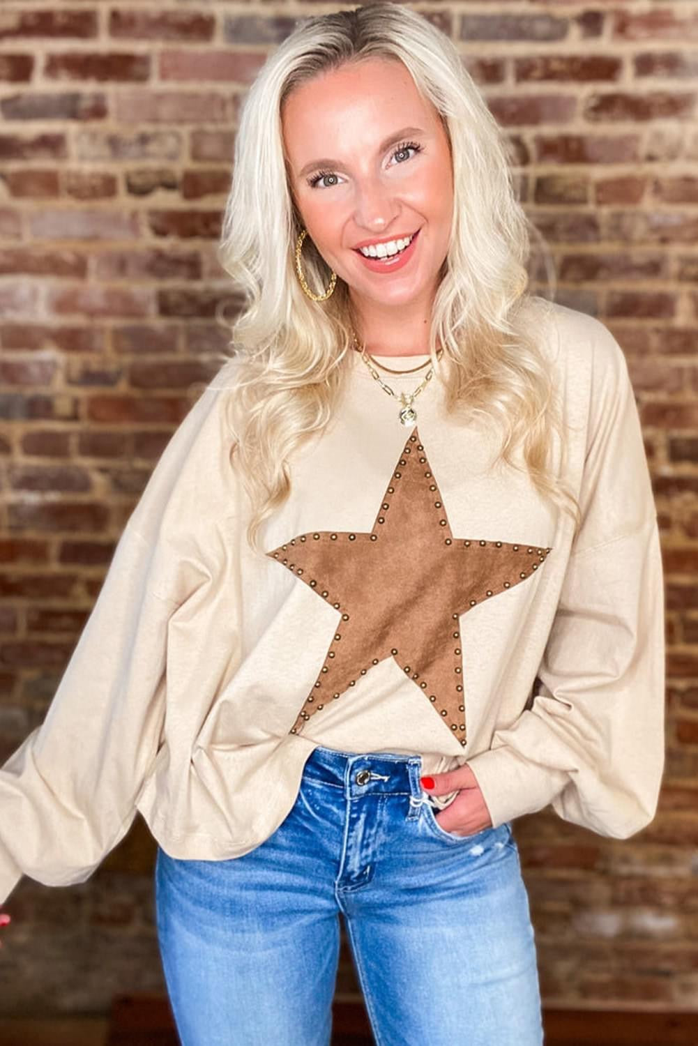 Preorder-Studded Star Graphic Loose Fit Top