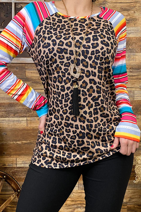 Leopard Printed Top w/Serape