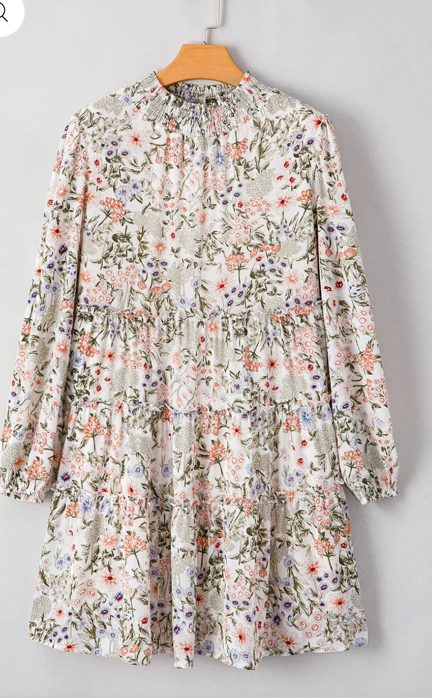 Floral Tiered Frilled Shirred Mini Dress