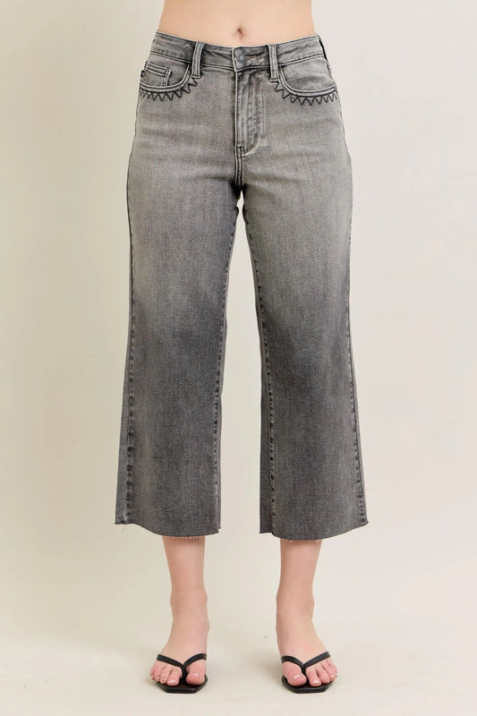 Judy Blue Full Size Wide Leg Capris Jeans Plus Size Wild and Free Boutique