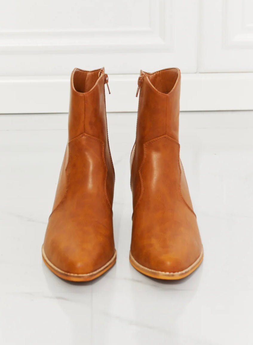 MMShoes Watertower Town Faux Leather Western Ankle Boots in Ochre