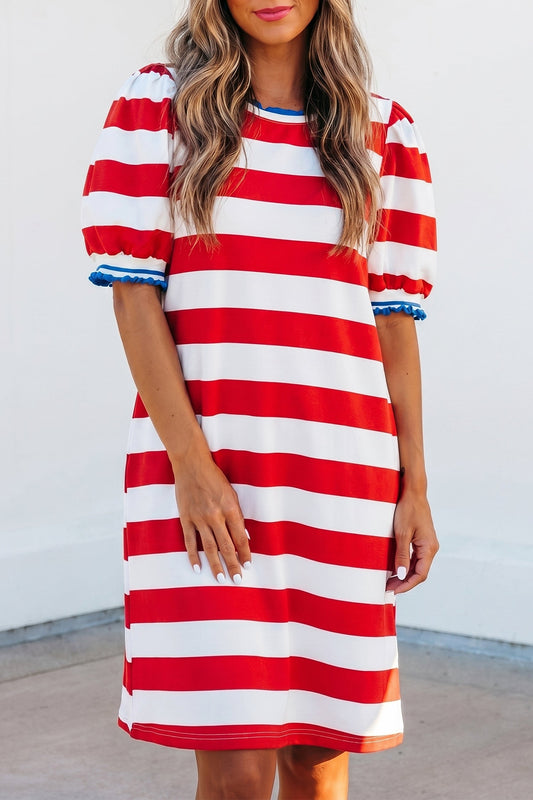 Miriam Sleeve Shift Mini Dress Threaded Pear