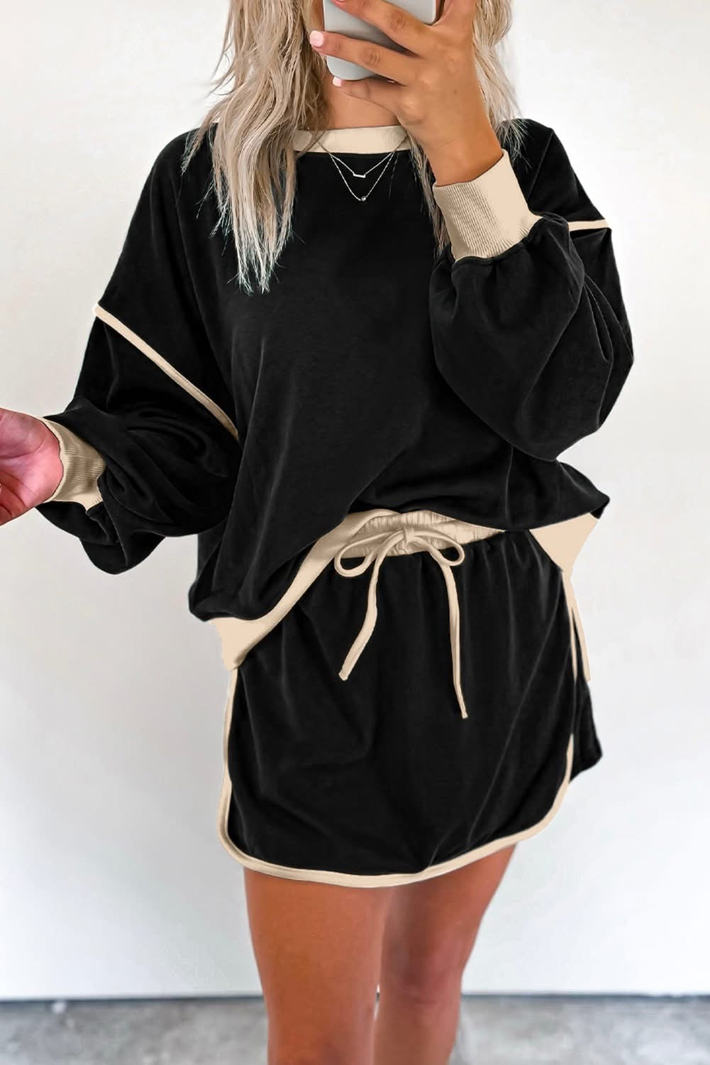 Color Contrast Pullover + Short Set