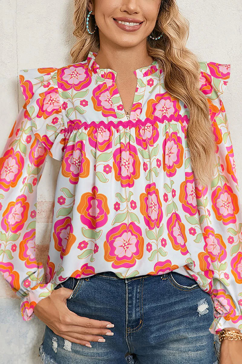 TAKE A PICTURE RICRAC RUFFLE SLEEVE BLOUSE **SHIPPING EXPECTED TO BEGIN ON DATE 6/2**