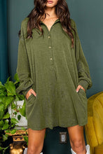 Load image into Gallery viewer, Hold it all Moss Green Corded Collared Shift Dress
