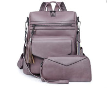 Load image into Gallery viewer, Two Tone Tassel Backpack Purse
