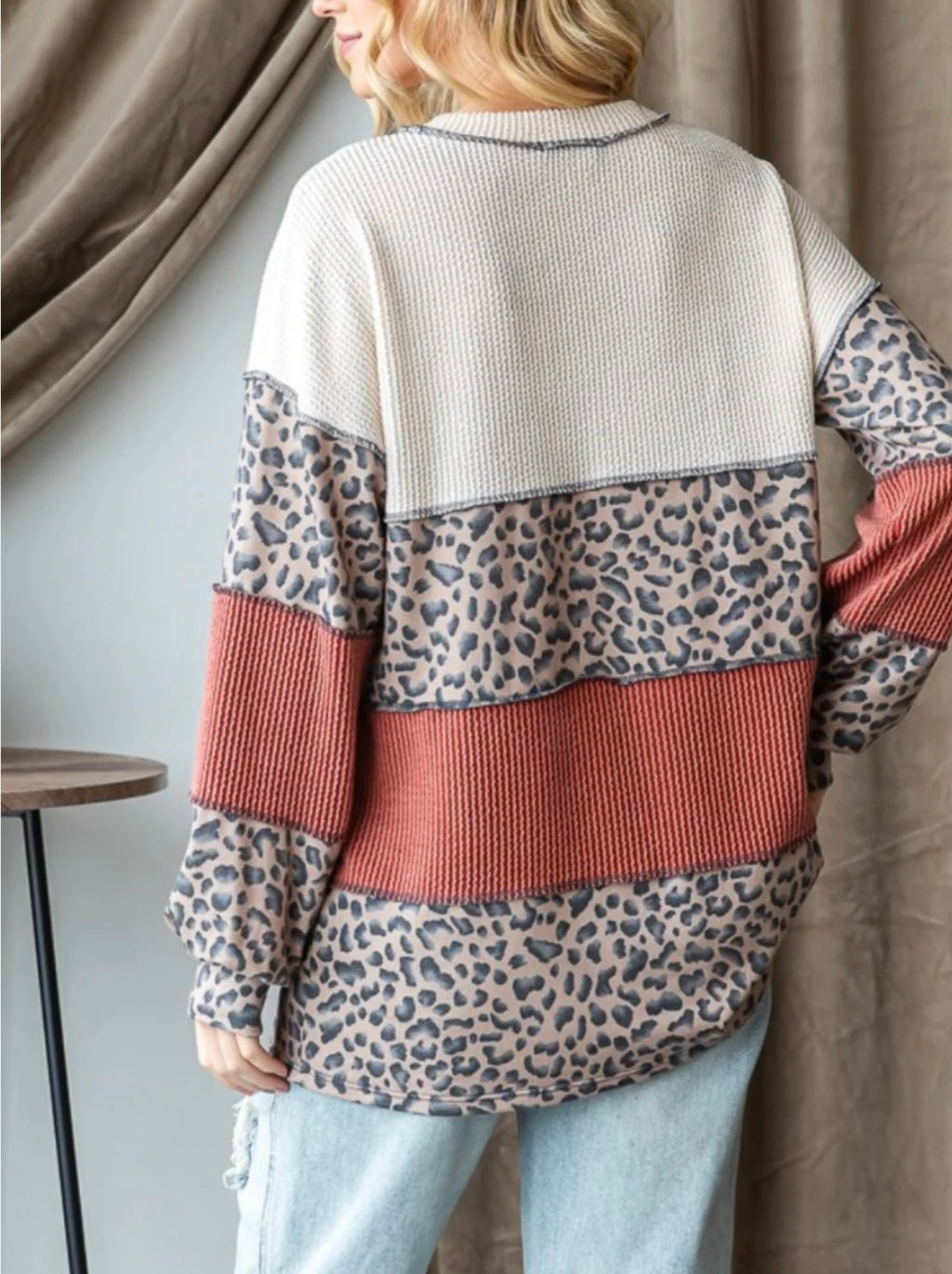 Heimish Color Block Long Sleeve Exposed Seam Top