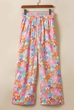 Load image into Gallery viewer, Pink Floral Smocked Waist Loose Pants
