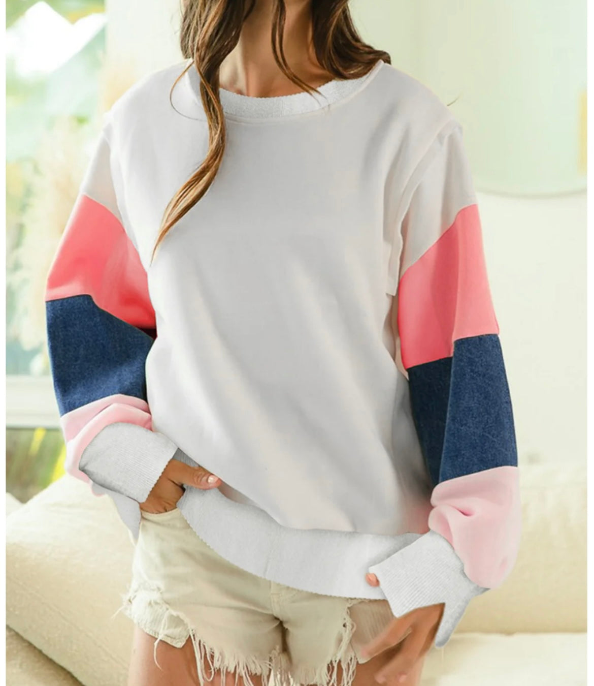 Terry Color Block Top