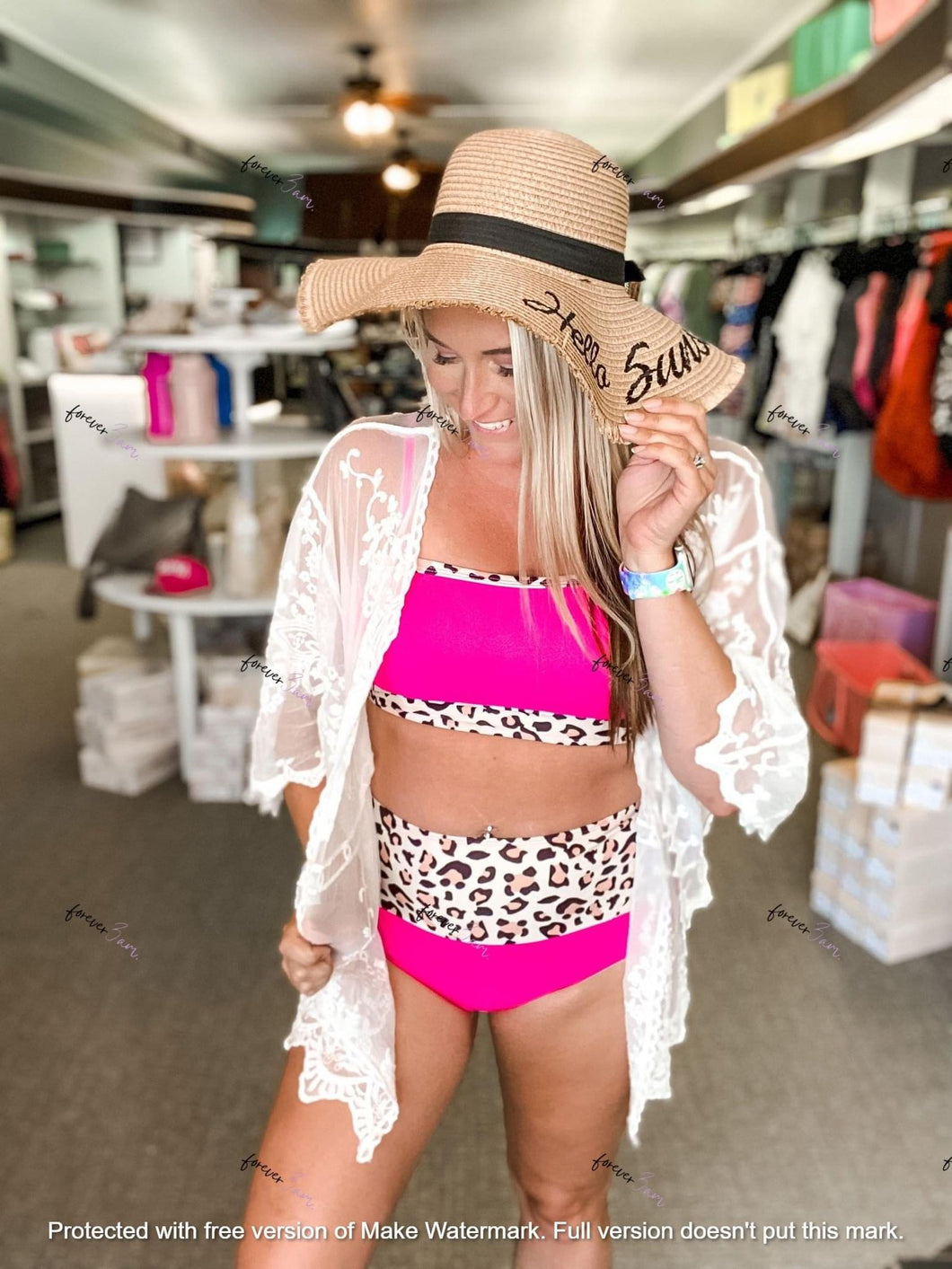 Hot Pink Leopard Swim Suit