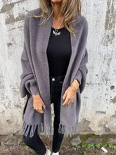 Load image into Gallery viewer, Faux Mink Fringed Shawl Cardigan
