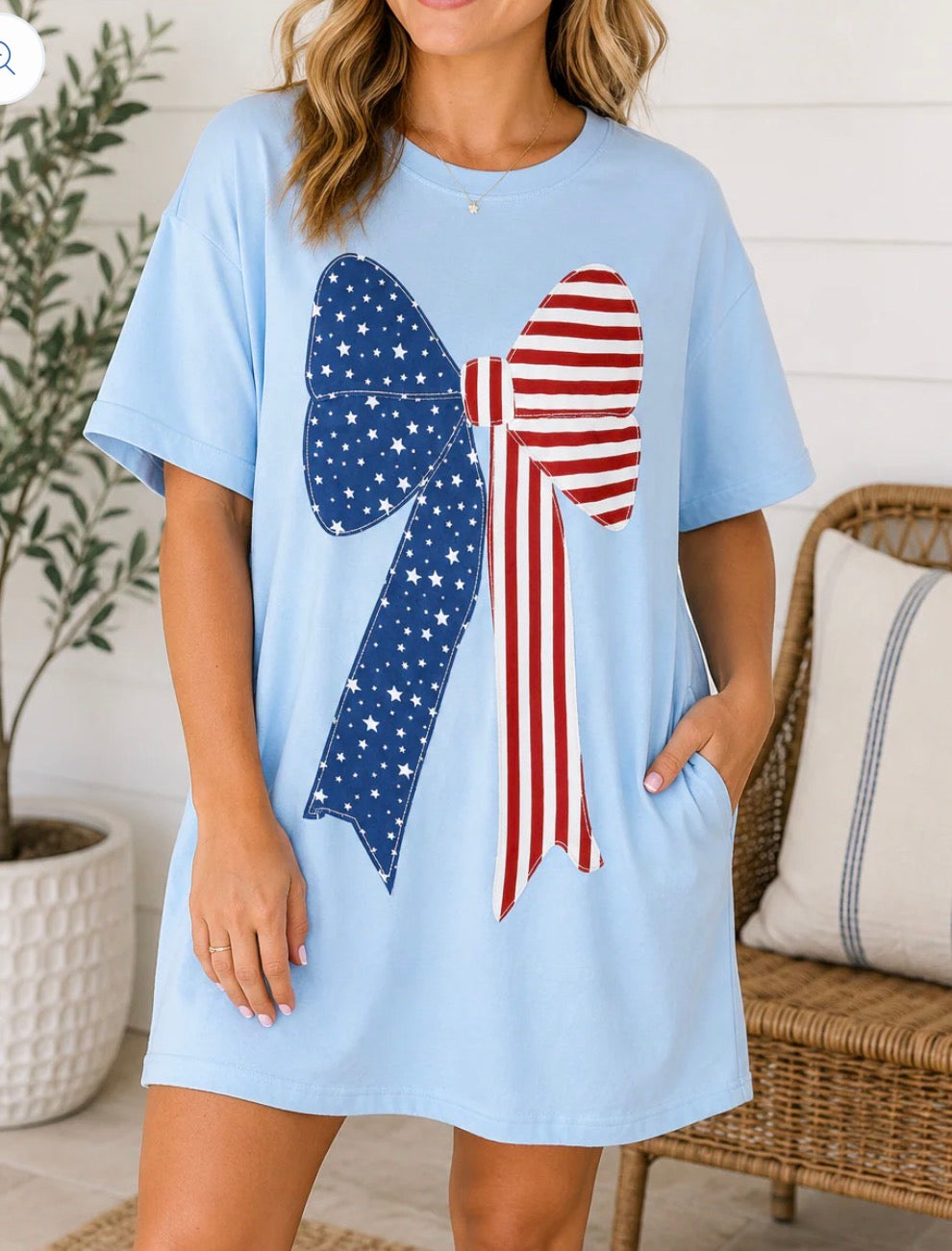 Blue Patriotic Bow Dress