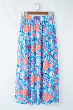 Load image into Gallery viewer, Sky Blue Floral High Waist Split Wrap Long Skirt
