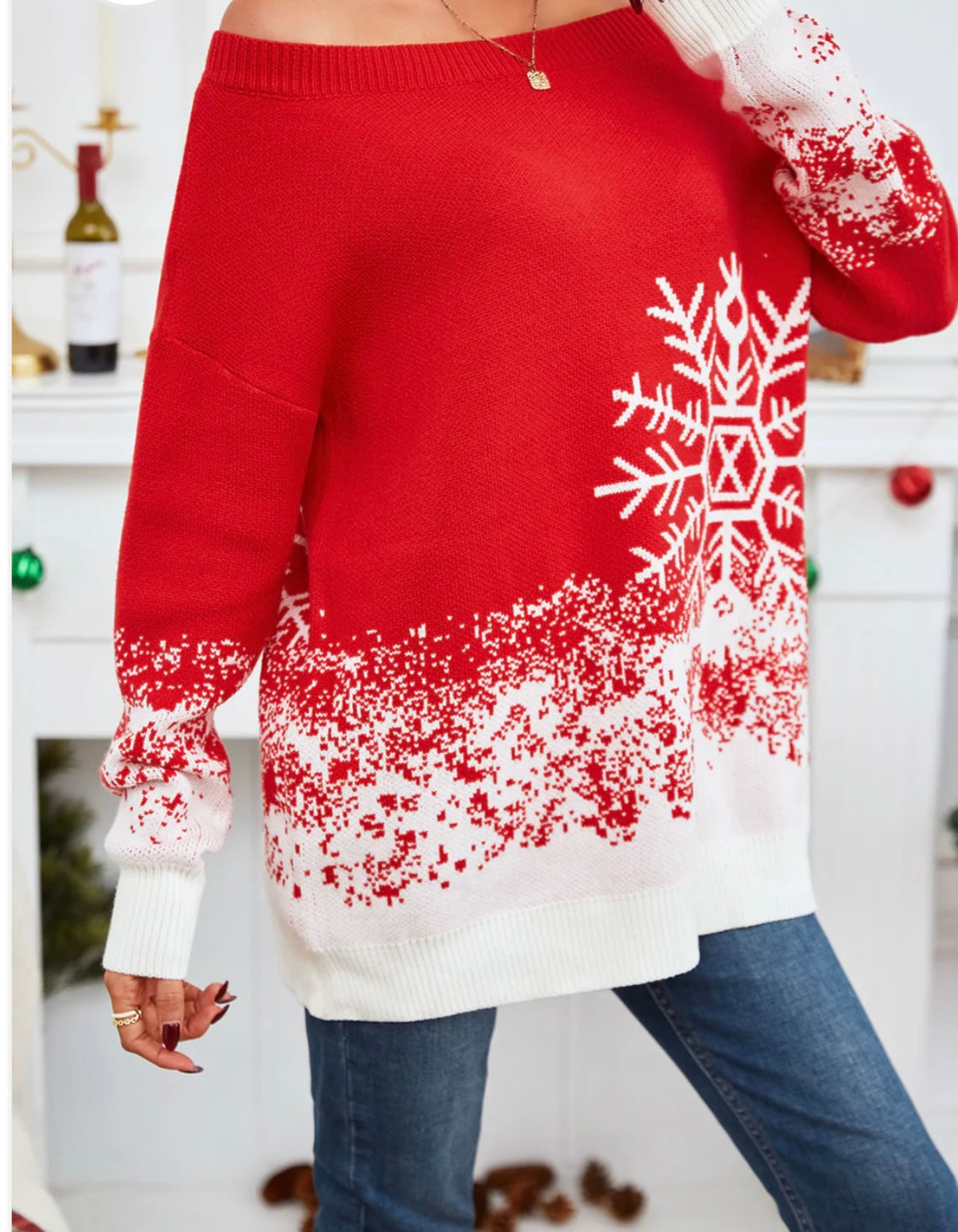 Off-Shoulder Long Sleeve Sweater
