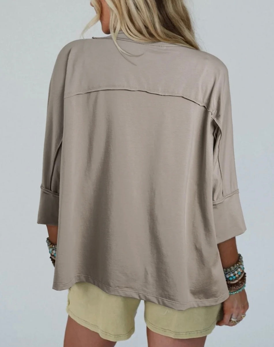 Star Patched Exposed Seam Washed Top-