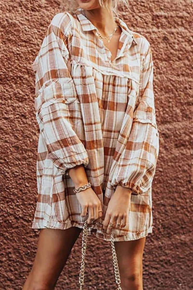 BROWN PLAID BABYDOLL DRESS **SHIPPING EXPECTED TO BEGIN ON DATE 11/20**