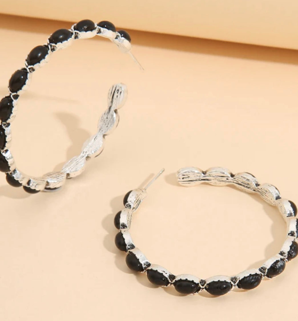 Artificial Turquoise C-Hoop Earrings