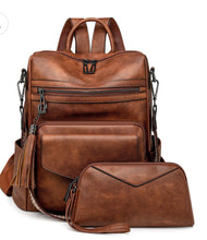 Load image into Gallery viewer, Two Tone Tassel Backpack Purse

