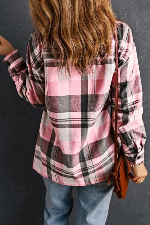 Pink Plaid Button Up