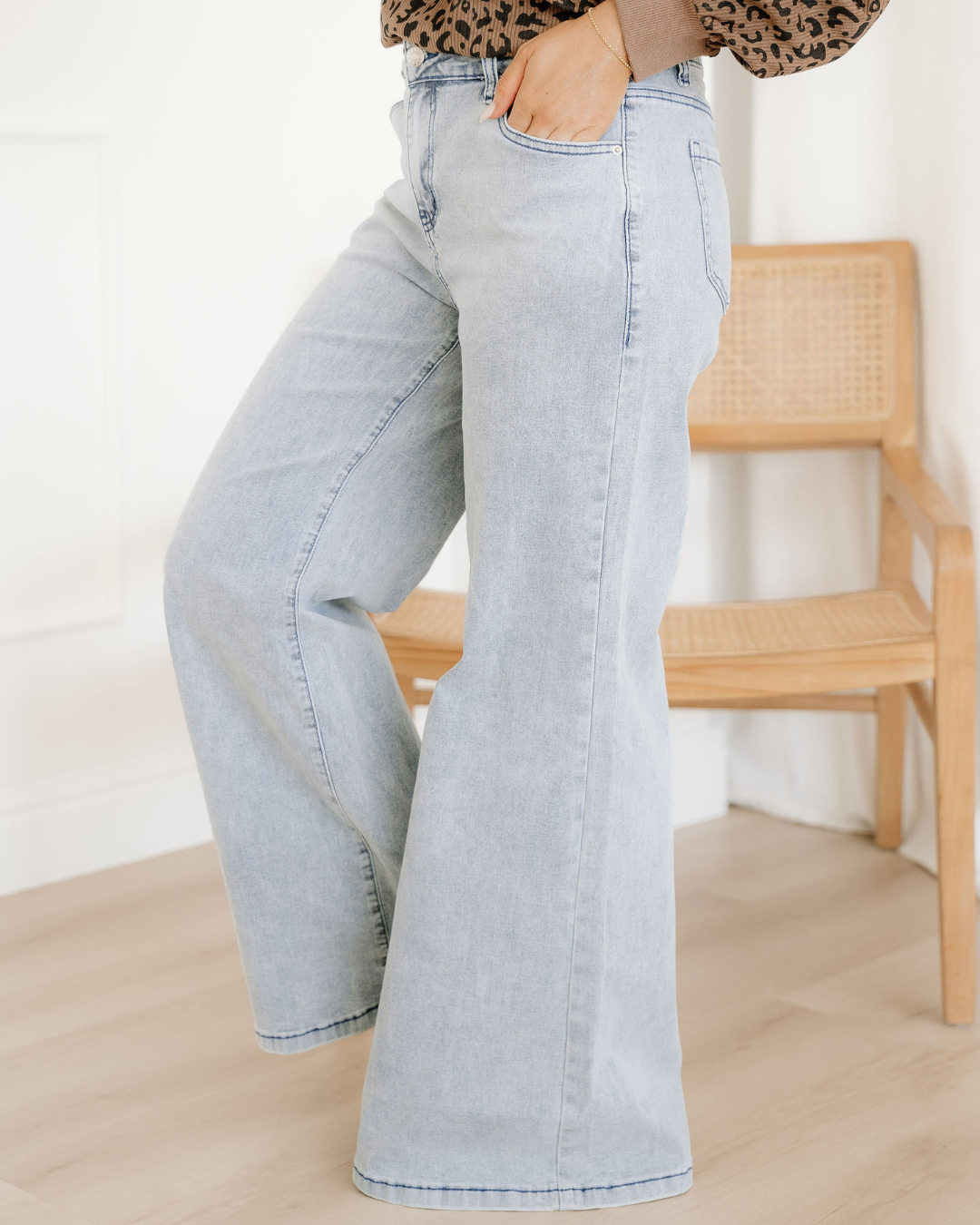 Naia Button Zip High Waist Flared Hem Jeans Indie & Co.