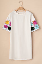 Load image into Gallery viewer, RTS: The Nina Crochet Sleeve Neutral T-Shirt Dress
