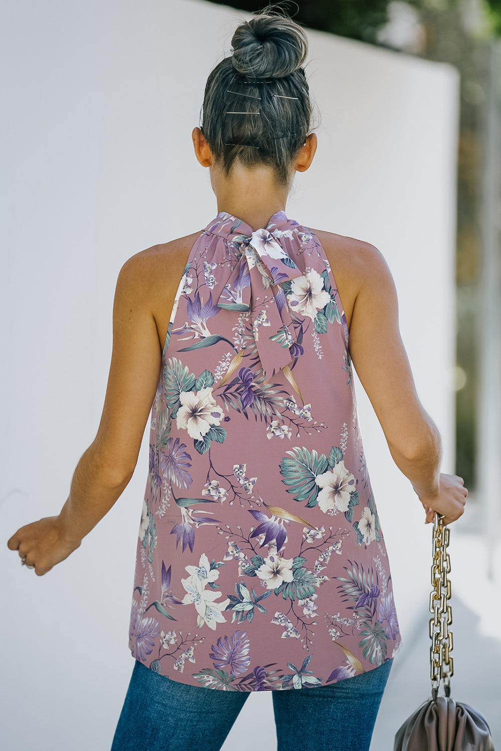 Floral Sleeveless Halter Neck Blouse Creative Chaos Boutique