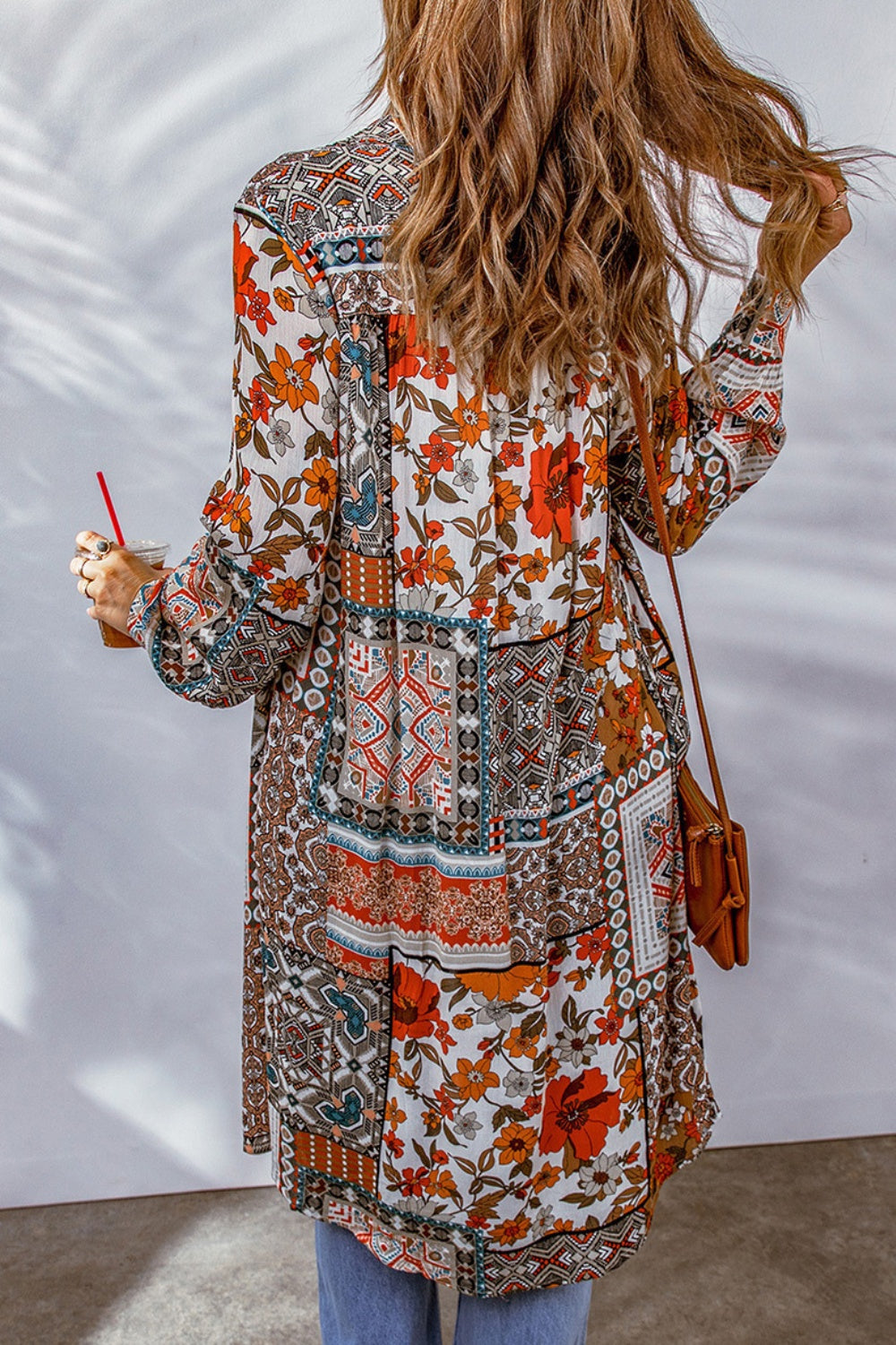 Printed Button Up Long Sleeve Cardigan Creative Chaos Boutique