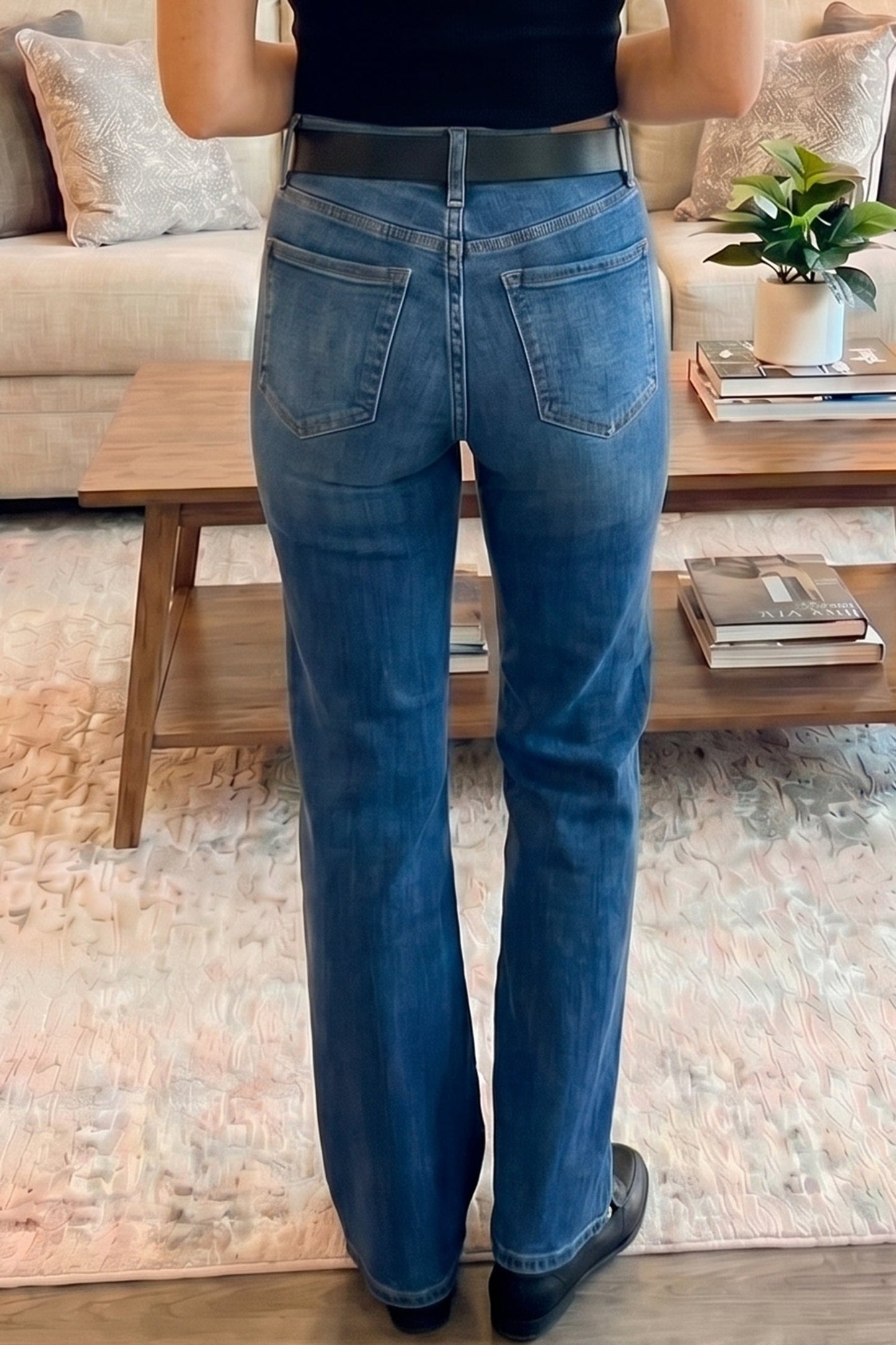 Yusra Seam Detail Shift Jeans Threaded Pear