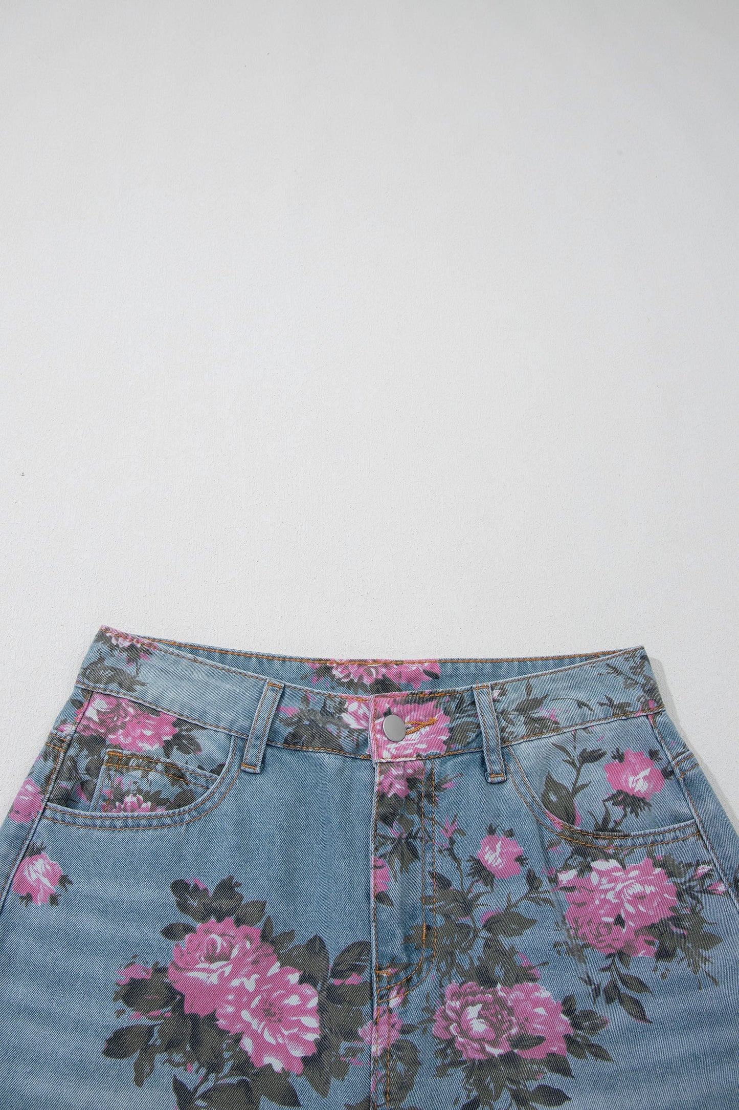 Esme Floral Print Bootcut Jeans Threaded Pear